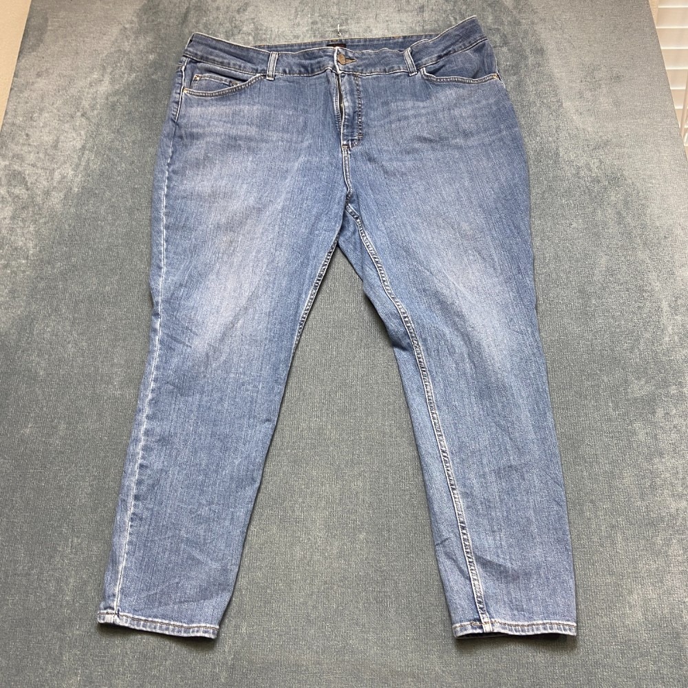 Lee Jeans Womens 26 Blue Denim Cotton Stretch High Rise Skinny Leg Regular Fit